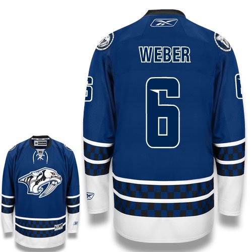 WEBER #6 Nashville Predators RBK Premier Third NHL Hockey Jersey by Reebok (NHLPA Certified Custom Sewn Authentic Twill)
