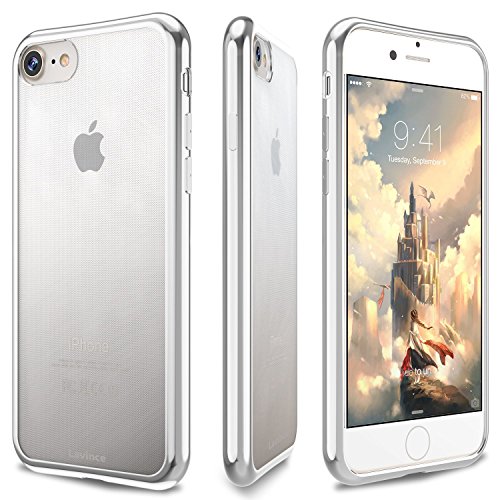 iPhone 7 Case,Lavince iPhone 7 Case Cover,Ultra Slim Crystal Clear Soft Transparent TPU Case[Shock Absorption][Anti-Scratches] Protective Bumper Case for iPhone 7 (2016)-Silver