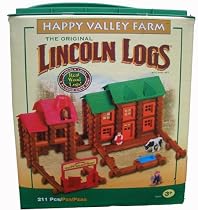 Lincoln Logs Happy Valley Farm - 211 Real Wood Pieces