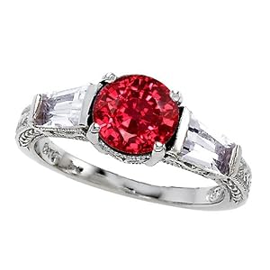 2.60 cttw 925 Sterling Silver 14K White Gold Plated Lab Created Ruby... by