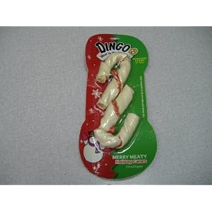 2 pack rawhide christmas candy cane treats