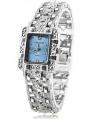 Elegant BLUE DIAL Fashion Bracelet Watches Womens Silver Alloy Quartz Analog wrist watch