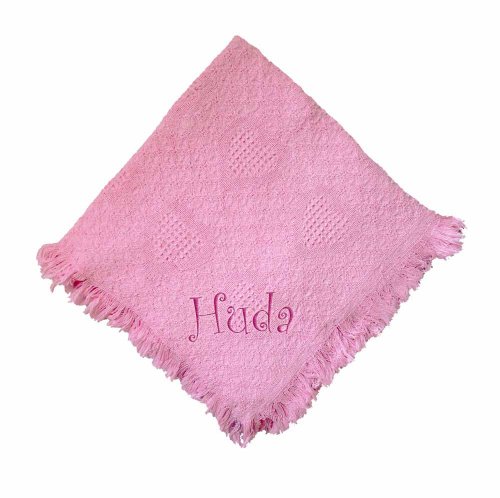 Huda Girl Embroidered Embroidered Cotton Woven Pink Baby Blanket