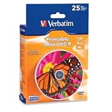 Verbatim 1.4 GB 4x White Inkjet Printable Mini DVD-R Spindle (25 Discs)