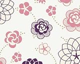 Innova 1433-34 Tapete, florales Muster, wei&szlig; rosa lila
