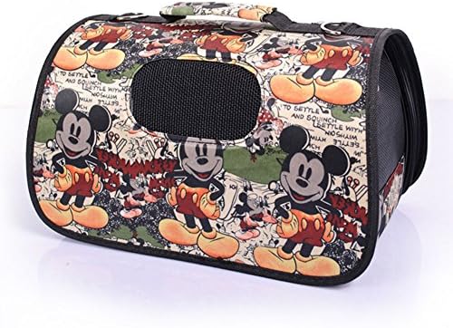 Daisy1993 Foldable Pet Carrier, Portable Ultra Light and Sturdy Dog Cat Carrier, Color Optional and 3 Sizes (S, Mickey Print)