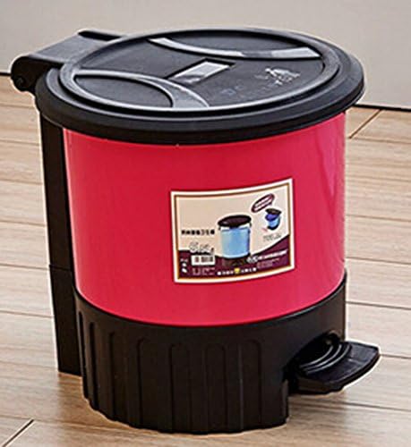Large Plastic Creative Fashion Foot Home Kitchen and Bathroom Trash with Lid (S, Red)