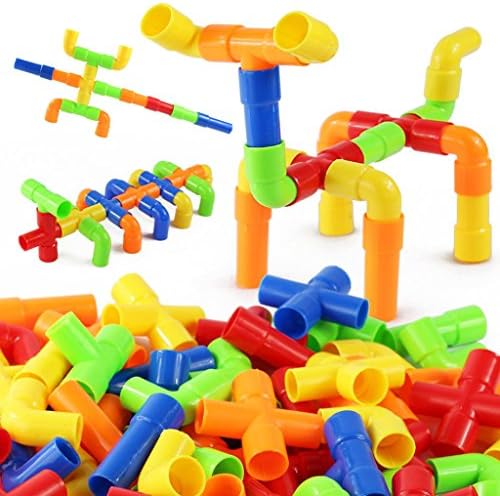 JingQ Plastic Pipeline Construction Blocks Assembling Toy for Baby Children Kids Educational Toy