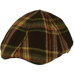 Men's Winter Wool Plaid Duck Bill Curved Ivy Cabby Driver Hat Cap Brown XL 7-1/2
