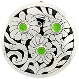 Sterling Silver Brooch / Pendant w/ Green Beads, 2 (51mm) tall