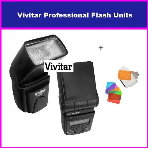 Vivitar DF-383 TTL, E-TTL, E-TTL II Dedicated Power Zoom Flash With LCD Display For CANON EOS 10D T1I T2I 20D 30D 40D 300D XT XTI XS XSI 5D 7D 1D IDS 400D 450D 550D 50D 350D Includes Bonus Gel Softbox Diffuser (6 Different Colors Inclluded)