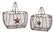 Set of 2 Decorative Chicken Wire Baskets with Stars