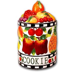 Ceramic Mix Fruit Table Top Cookie Jar Canister by KKM-New Fruit