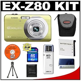 Casio Exilim EX-Z80 (Green) Digital Camera with 4GB SDHC Memory Card + NP-60 Battery +... by Casio