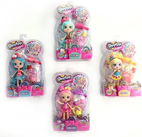 Shopkins Shoppies Bundle, Bundle of 4: Peppa-mint, Jessicake, Bubbleisha and Popette