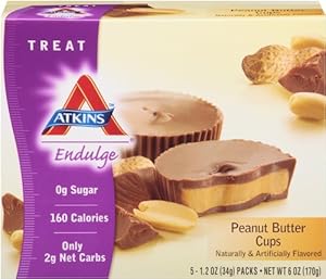 Atkins  Endulge Peanut Butter Cup, 5 Count, 1.2oz  Cups (Pack of 6)