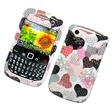 BLACK PINK BROWN MULTI HEART SNAP ON HARD SKIN SHELL PROTECTOR COVER CASE FOR BLACKBERRY CURVE 8520 8530 + IN RETAIL PACKAGE