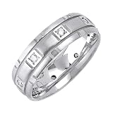 Beverly Diamonds Mens 14K WHITE GOLD DIAMOND WEDDING BAND RING Round-Shape