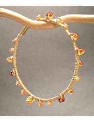 Mandarin Garnet Bangle Bracelet, Choice of 14k Gold or Sterling Silver