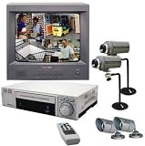 Clover BUN141282 Complete Observation System, Includes Real Time TimeLapse VCR recorder with OSD 1280 hours of recording time, 2 Color CCD indoor cameras with audio and 2 indoor/outdoor cameras with IR LED's for night vision, 14 Dual Quad monitor expandable up to eight cameras