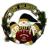 20" NFL New Orleans Saints "Happy Holidays" Triple Snowmen Christmas Wreath