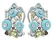 14K White Gold Turquoise, Multi-Color Gemstones and Diamond Earrings
