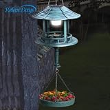 Hängendes Vogelhaus mit Solarleuchte und Pflanzschale
