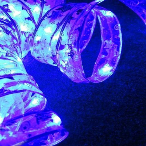 Adsled 4m 40 LED Battery Light Holiday Ribbon Lights Copper Wire Lighting String Wedding Rope Packages Christmas Tree Decoration Flasher Outdoor (Blue)