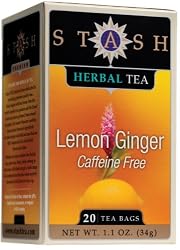 Stash Premium Lemon Ginger Herbal Tea, Tea Bags, 20-Count Boxes (Pack of 6)