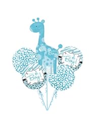 Sweet Safari BABY BOY 5 Balloon Bouquet Kit w/Ribbons - Baby Shower
