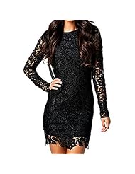 Chiffon/Polyester Backless Lace Plunging Neck Bodycon Dress 