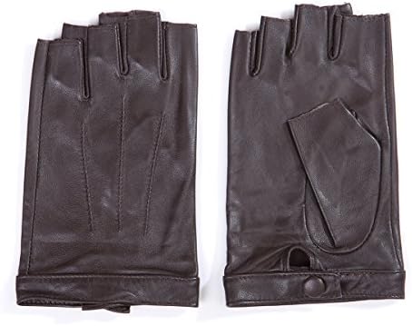 Women Sexy 4 Colors Fingerless Leather Gloves NMG504 (L, Brown)