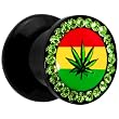 0 Gauge Rasta Pot Leaf Acrylic Stash Plug