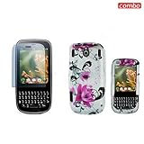 Palm Pixi CDMA Sprint Combo Red Flower on White Design Protective Case Faceplate Cover + LCD Screen Protector for Palm Pixi CDMA Sprint