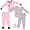Pink Cat Camo Set of Two Thermal Pajamas for Girls