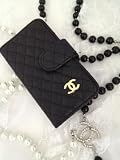 Luxury CC iPhone 4 4s Black Quilted Leather & Gold Designer Wallet Wristlet Clutch Case Cover