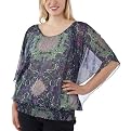 Pure Energy Juniors Plus Flutter Sleeve Chiffon Boho Top - Multicolor