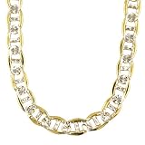 14k Gold and Sterling Silver 7.5mm Mariner Chain Bracelet by Oro Magnifico, 8.5