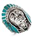 See larger Teal Enamel 925 Silver Native American Indian Head Ring