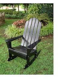 Outdoor Patio Adirondack Rocker Chair - Black by Ewins