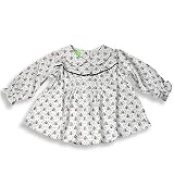 SnoPea - Newborn/Infant Baby Girls Long Sleeved Smock Dress, Ivory, Black