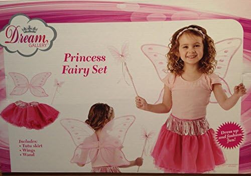 Princess Fairy Costume Dress Up Set Pink Tutu Skirt, Wings, and Wand