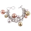 Tri Tone Ball Link Metal Toggle Fashion Bracelet