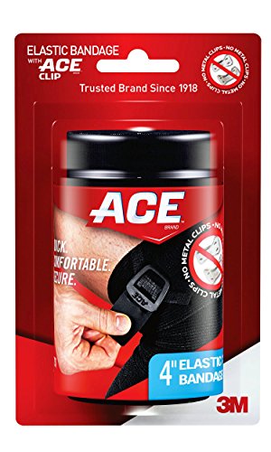 Ace Brand Black Elastic Bandage with Ace Brand Clip, 4 Inch