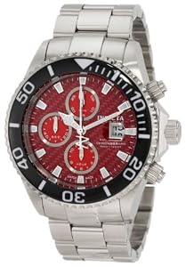 Invicta Men's 1070 Reserve Automatic Chronograph Red Dial Stainless Steel Watch