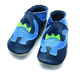 Dino Navy, cute soft leather baby shoes, Medium 6-12 months [並行輸入品]