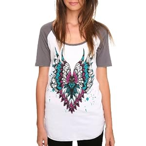Buy A Fine Mess White And Grey Feather Heart Raglan Tee by Hot Topic