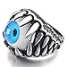 Men's Stainless Steel Resin Ring Silver Black Blue White Skull Dragon Claw Evil Devil Eye Gothic Biker