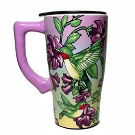 Bird HUMMINGBIRD flower lover Coffee tea TRAVEL Mug NEW by Spoontiques Creative Ventures