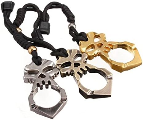HHL Metal Skull Keychain Keyrings Self Defense Emergency Survival Tool fits perfectly in the palm of your hand.(1pcs) (Golden)